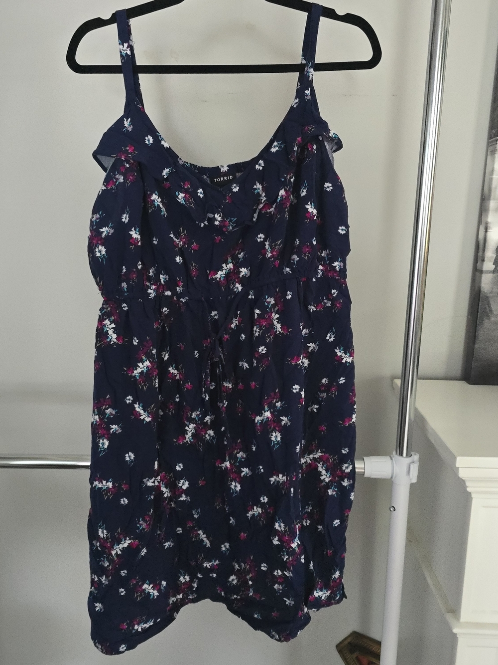 Torrid Navy Floral Ruffle-Trim Dress 3x Plus Size